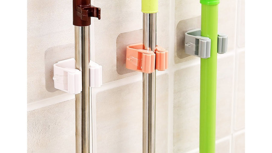 Mop Rack Bathroom accessories Wall Mounted Shelf Organizer,Hook Broom Holder Hanger Behind DoorsOn W by Aliexpress Haul (1 year ago)