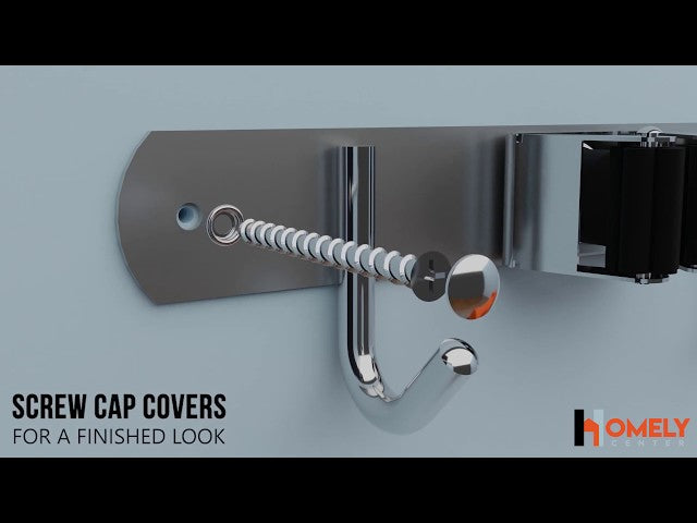 Homely Center - Broom & Mop Holder - 3 Installation Methods & Features