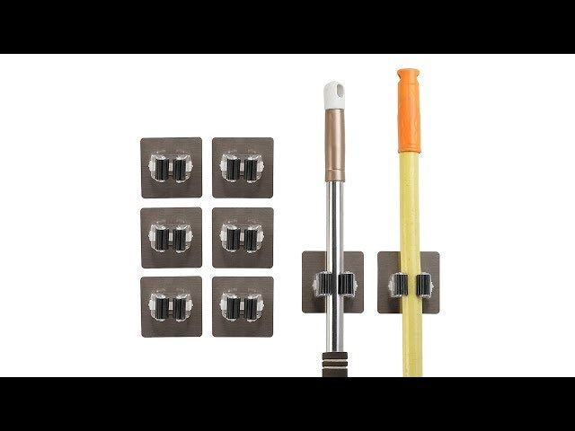 8 pcs Broom Mop Holder Self Adhesive Wall Mount Tools Storage Organizer Kitchen Bathroom Get This Product: