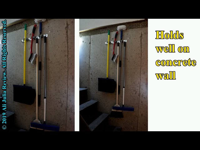 This mop wall organizer is more attractive than the other mop holders I have because it is all metal (stainless steel) constructions rather than plastic