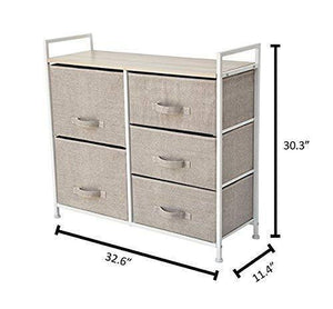 Related east loft storage cube dresser organizer for closet nursery bathroom laundry or bedroom 5 fabric drawers solid wood top durable steel frame natural
