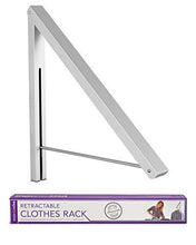 Load image into Gallery viewer, Save stock your home folding clothes hanger wall mounted retractable clothes drying rack laundry room closet storage organization aluminum easy installation silver