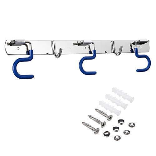 Itafusa Mop Broom Holder Organizer, 3 Positions Holder with 2 Hooks Wall Mounted Cleaning Tools Organizer Rack, Space Saver Rakes Holder, Stainless Steel Broom Mop Handle Holder for Kitchen Garage