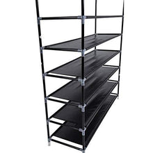 Load image into Gallery viewer, Discover the best meevrie 10 tiers shoe racks space saving non woven fabric shoe storage organizer cabinet tower for bedroom entryway hallway and closet black