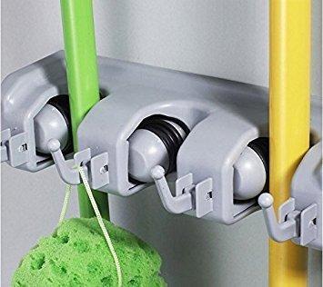 Fushield Wall Mounted Broom and Mop Holder, Holds up to 11 Tools, Tool Rack Storage & Organization for Gardens Garages Workshops laundry offices Pantry Balconies