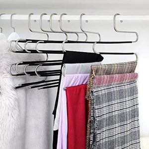 Order now ziidoo new s type pants hangers stainless steel closet hangers upgrade non slip design hangers closet space saver for jeans trousers scarf tie 6 piece