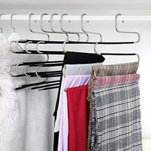 Load image into Gallery viewer, Home ziidoo new s type pants hangers stainless steel closet hangers upgrade non slip design hangers closet space saver for jeans trousers scarf tie 6 piece 1