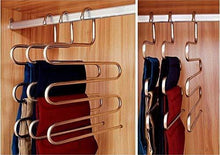 Load image into Gallery viewer, On amazon eco life sturdy s type multi purpose stainless steel magic pants hangers closet hangers space saver storage rack for hanging jeans scarf tie family economical storage 1 pce