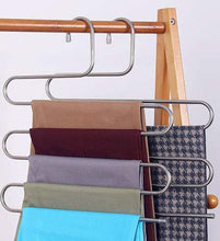 Load image into Gallery viewer, Amazon best lef 3 pack s type stainless steel hangers for space consolidation scarfs closet storage organizer for pants jeans ties belts towels