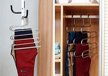 Load image into Gallery viewer, Online shopping eco life sturdy s type multi purpose stainless steel magic pants hangers closet hangers space saver storage rack for hanging jeans scarf tie family economical storage 1 pce 1