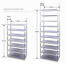 Load image into Gallery viewer, Get civilys 10 tier shoe tower rack with cover 27 pair space saving closet shoe storage boot organizer cabinet us stock black