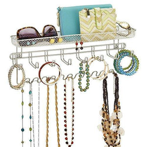Buy duvtail decorative metal closet wall mount jewelry accessory organizer for storage of necklaces bracelets rings earrings sunglasses wallets