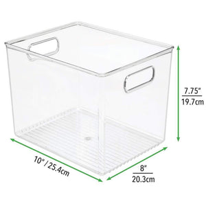Select nice mdesign plastic home storage basket bin with handles for organizing closets shelves and cabinets in bedrooms bathrooms entryways and hallways 4 pack clear