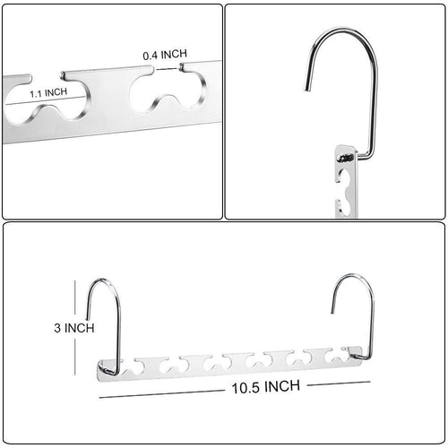Best meetu space saving hangers wonder multifunctional clothes hangers stainless steel 6x2 slots magic hanger cascading hanger updated hook design closet organizer hanger pack of 10