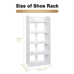 Home ejoyous 5 tier shoes rack white wood plastic modern space saving display shoe tower free standing shoes storage organizer closet shelves holder container for home office support hold 10 pair