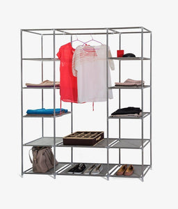 Products dream palace portable fabric wardrobe with shelves covered closet rack with bonus sock organizer hanger pack extra wide 59 white