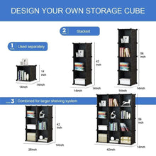 Load image into Gallery viewer, Latest kousi portable storage shelf cube shelving bookcase bookshelf cubby organizing closet toy organizer cabinet black no door 16 cubes