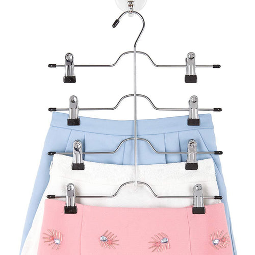 Kitchen tosnail 4 pack 4 tier trouser skirt hanger non slip black vinyl clips great space saver your closet