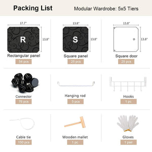 Save yozo modular wardrobe clothes closet plastic dresser multi use portable cube storage organizer bedroom armoire 25 cubes depth 18 inches black