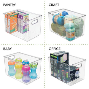 Organize with mdesign deep plastic home storage organizer bin for cube furniture shelving in office entryway closet cabinet bedroom laundry room nursery kids toy room 12 x 8 x 8 4 pack clear