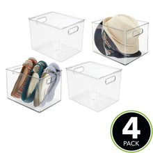 Load image into Gallery viewer, Shop for mdesign plastic home storage basket bin with handles for organizing closets shelves and cabinets in bedrooms bathrooms entryways and hallways 4 pack clear