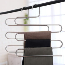 Load image into Gallery viewer, Great syidinzn pants hangers rack holder stand shelf organizer stainless steel s shape multi purpose hangers storage rack for clothes pants jeans trousers scarfs ties towels closet