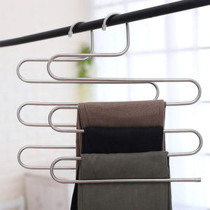 Great syidinzn pants hangers rack holder stand shelf organizer stainless steel s shape multi purpose hangers storage rack for clothes pants jeans trousers scarfs ties towels closet