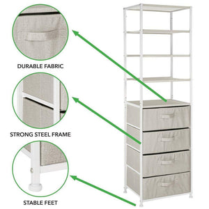 Save on mdesign vertical dresser storage tower sturdy steel frame easy pull fabric bins organizer unit for bedroom hallway entryway closets textured print 4 drawers 4 shelves linen tan