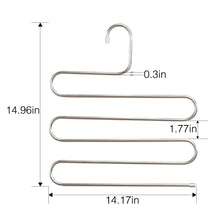 Load image into Gallery viewer, Best seller  doiown pants hangers s shape stainless steel clothes hangers space saving hangers closet organizer for pants jeans scarf5 layers 10pcs 1