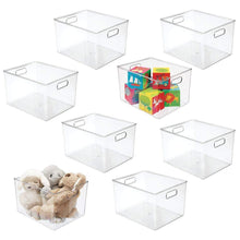 Load image into Gallery viewer, Selection mdesign deep plastic home storage organizer bin for cube furniture shelving in office entryway closet cabinet bedroom laundry room nursery kids toy room 12 x 10 x 8 8 pack clear
