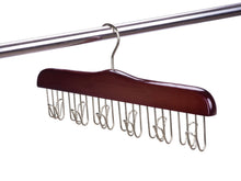Load image into Gallery viewer, Kitchen amber home gugertree wooden collection multifunctional closet accessories 12 belt and tie hanger cherry color chrome hook