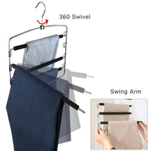 Load image into Gallery viewer, Select nice clothes pants hangers 2 pack sunblo multi layers space saving slack hangers non slip foam padded metal closet storage organizer for jeans trousers skirts scarf black