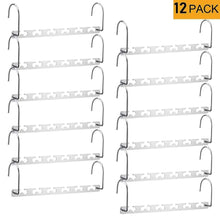 Load image into Gallery viewer, Discover the meetu space saving hangers wonder multifunctional clothes hangers stainless steel 6x2 slots magic hanger cascading hanger updated hook design closet organizer hanger pack of 12