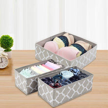 Load image into Gallery viewer, Home foldable cloth storage box closet dresser drawer organizer cube basket bins containers divider with drawers for underwear bras socks ties scarves set of 6 light coffee with white lantern pattern