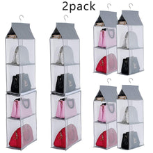 Load image into Gallery viewer, Results keepjoy detachable hanging handbag organizer purse bag collection storage holder wardrobe closet space saving organizers system pack of 2 grey