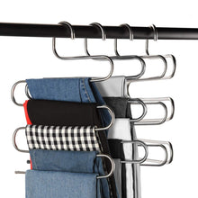 Load image into Gallery viewer, Discover the best multi purpose pants hangers ceispob s type 5 layers stainless steel clothes hangers storage pant rack closet space saver for trousers jeans towels scarf tie 4 pack