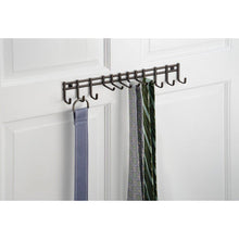 Load image into Gallery viewer, Top interdesign axis wall mount closet organizer rack for ties belts bronze