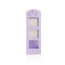 Load image into Gallery viewer, Amazon guidecraft see and store dress up center lavender pretend play storage closet with mirror shelves armoire for kids with bottom tray costume storage dresser