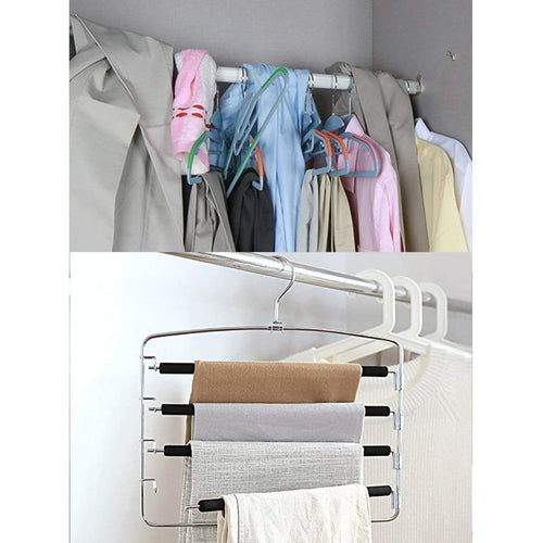 Best seller  doiown pants hangers slacks hangers space saving non slip stainless steel clothes hangers closet organizer for pants jeans trousers scarf 4 pack large size 17 1high x 15 9width