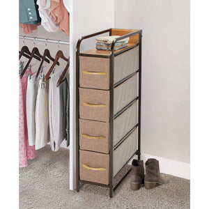Kitchen mdesign vertical narrow dresser storage tower sturdy steel frame wood top handles easy pull fabric bins organizer unit for bedroom hallway entryway closets 4 drawers coffee espresso
