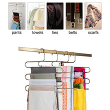 Load image into Gallery viewer, Selection eityilla s type clothes pants hangers stainless steel space saving hangers 5 layers closet storage organizer for jeans trousers tie belt scarf 6 pieces