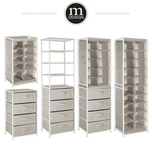 Results mdesign vertical dresser storage tower sturdy steel frame easy pull fabric bins organizer unit for bedroom hallway entryway closets textured print 4 drawers 4 shelves linen tan