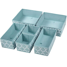 Load image into Gallery viewer, Amazon homyfort set of 6 foldable dresser drawer dividers cloth storage boxes closet organizers for underwear bras socks ties scarves blue lantern printing