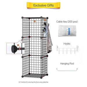 Organize with george danis wire storage cubes metal shelving unit portable closet wardrobe organizer multi use rack modular cubbies black 14 inches depth 5x5 tiers