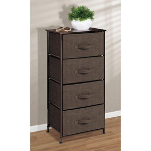 Organize with mdesign vertical dresser storage tower sturdy steel frame wood top easy pull fabric bins organizer unit for bedroom hallway entryway closets textured print 4 drawers espresso brown