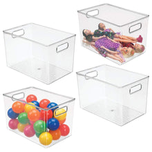 Load image into Gallery viewer, Online shopping mdesign deep plastic home storage organizer bin for cube furniture shelving in office entryway closet cabinet bedroom laundry room nursery kids toy room 12 x 8 x 8 4 pack clear