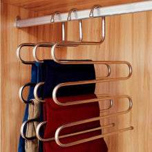 Load image into Gallery viewer, Online shopping eco life sturdy s type multi purpose stainless steel magic pants hangers closet hangers space saver storage rack for hanging jeans scarf tie family economical storage 1 pce