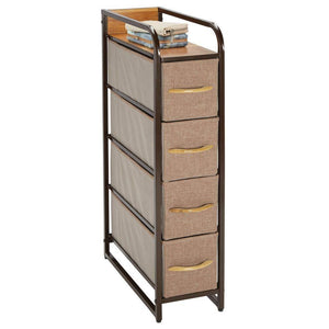 Get mdesign vertical narrow dresser storage tower sturdy steel frame wood top handles easy pull fabric bins organizer unit for bedroom hallway entryway closets 4 drawers coffee espresso
