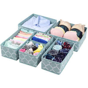 Best seller  homyfort set of 6 foldable dresser drawer dividers cloth storage boxes closet organizers for underwear bras socks ties scarves blue lantern printing