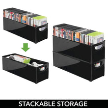 Load image into Gallery viewer, Best seller  mdesign plastic stackable household storage organizer container bin with handles for media consoles closets cabinets holds dvds video games gaming accessories head sets 8 pack black